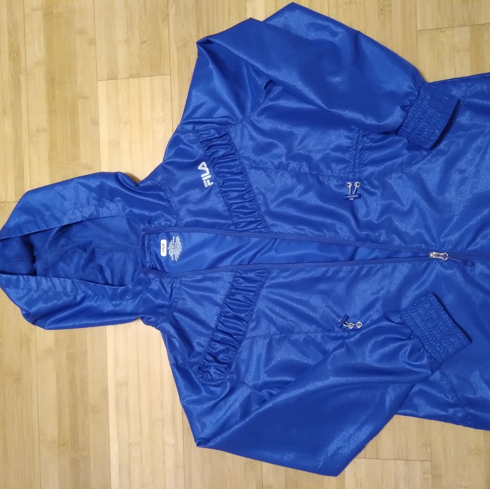 Retro FILA purple windbreaker.